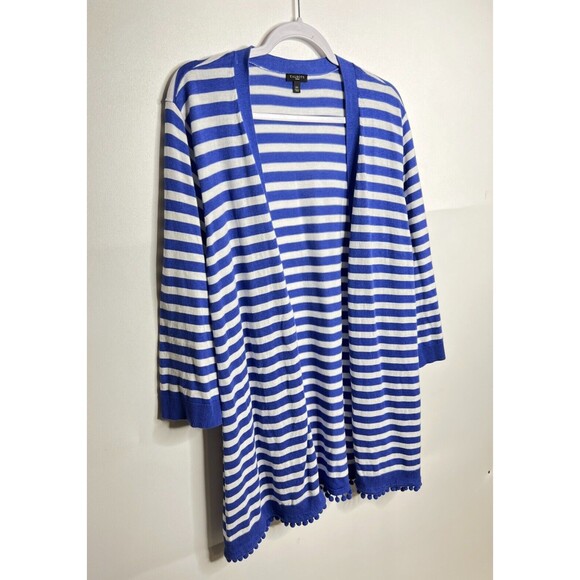 Talbots Cardigan Sweater Womens Plus Size 2X Open Front Striped Long - Picture 2 of 11